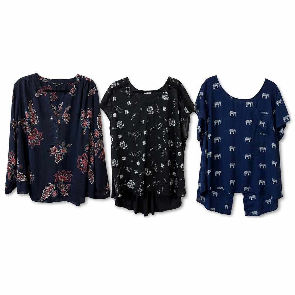 Lot of 3 Plus Sized Tops‎ 3X Zac & Rachel,  Maurices, Torrid Boho Coastal *READ